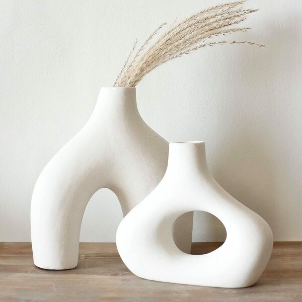 Série de deux vases en Céramique décoratifs en blanc